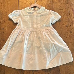 White Short Sleeve Dress with Ruffle Collar